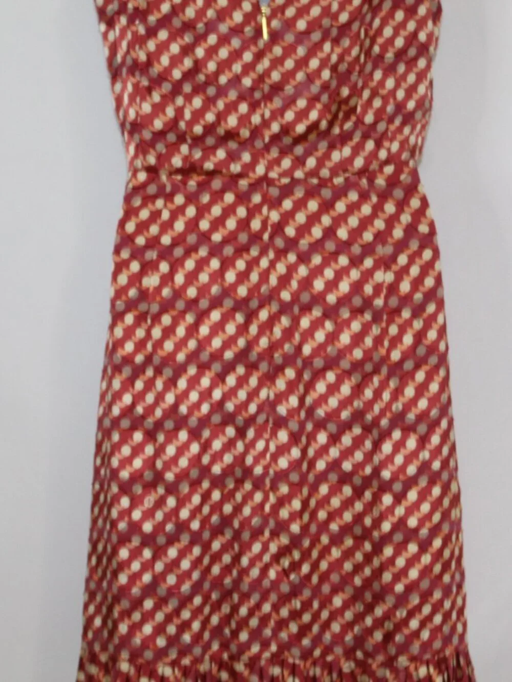 Tory Burch orange polka dot silk blend ruffle mini resort wear sleeveless